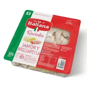 LA ITALIANA-RAVIOLES JAMON Y MUZZARELLA (21X500grs)
