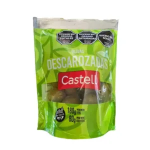 CASTELL - ACEITUNAS VERDES DESCAROZADAS DOY PACK (16x80grs)